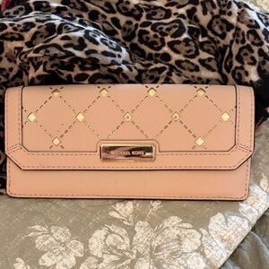 Michael Kors Blush Wallet with Gold Accents